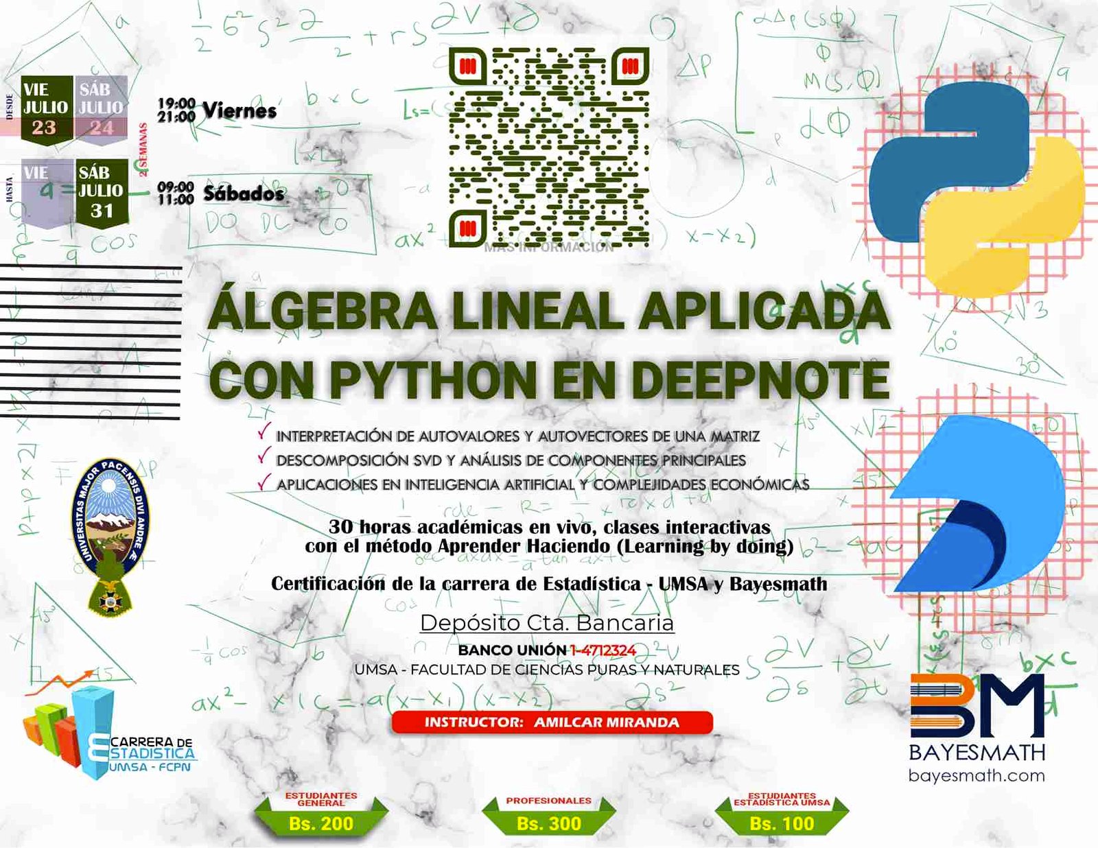 Álgebra lineal aplicada con Python en Deepnote